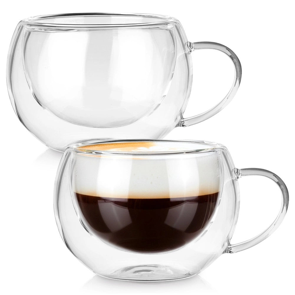 Double Walled Glasses for Coffee and Tea, 280 ml, Set of 2