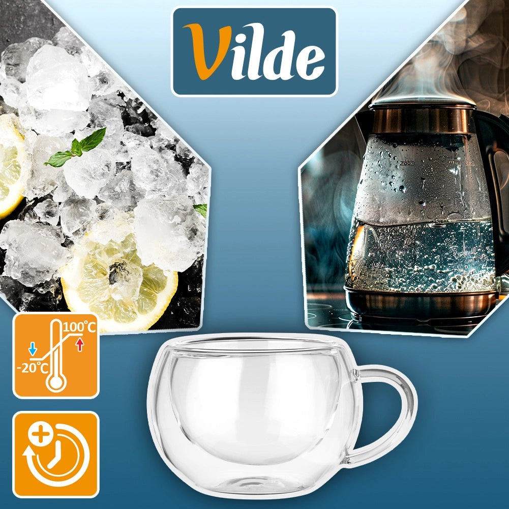 Double Walled Glasses for Coffee and Tea, 280 ml, Set of 2
