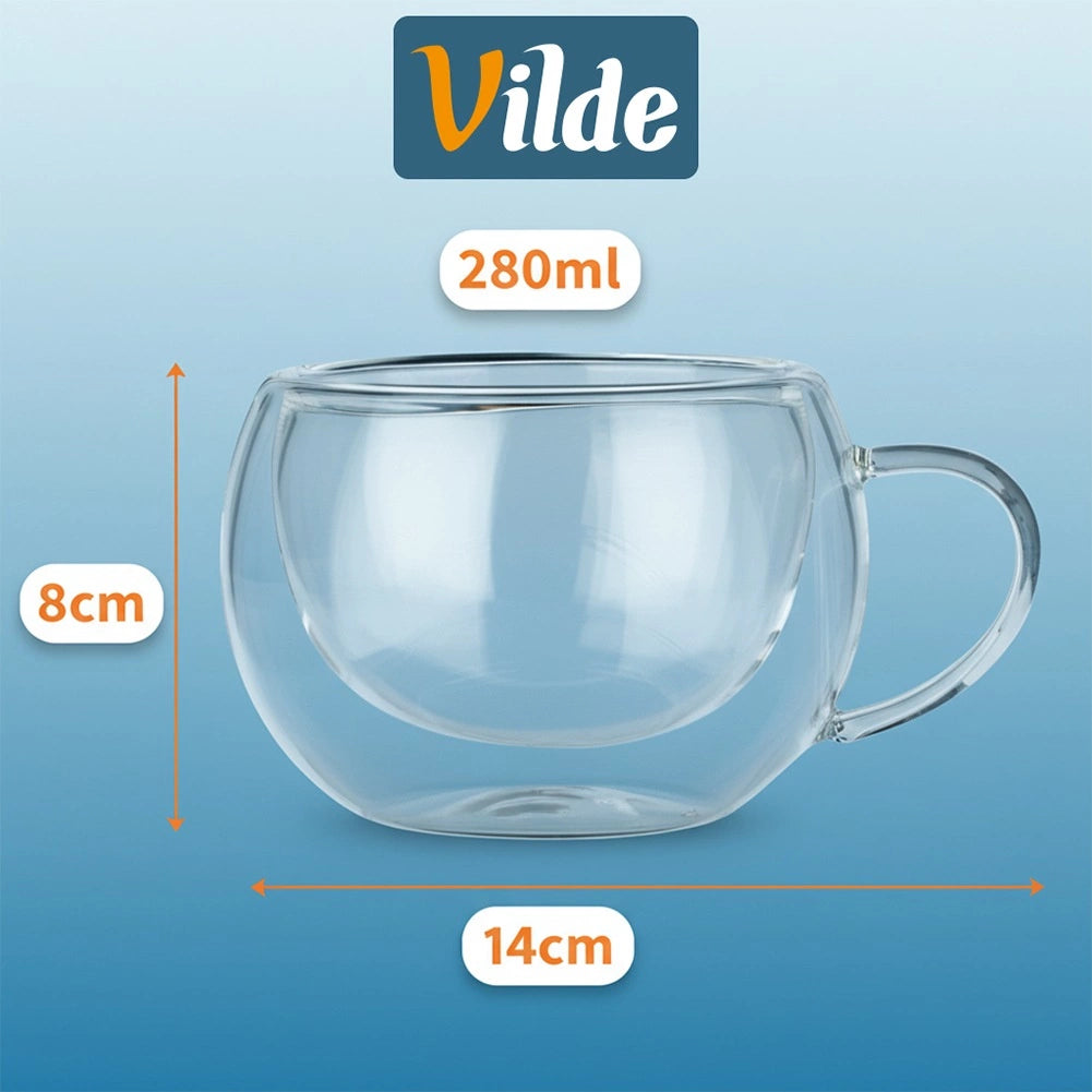 Double Walled Glasses for Coffee and Tea, 280 ml, Set of 2