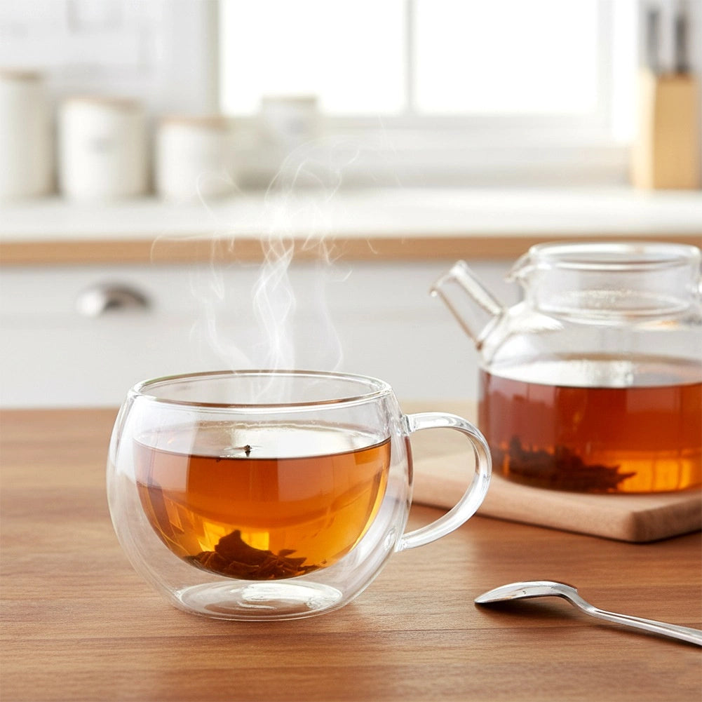 Double Walled Glasses for Coffee and Tea, 280 ml, Set of 2