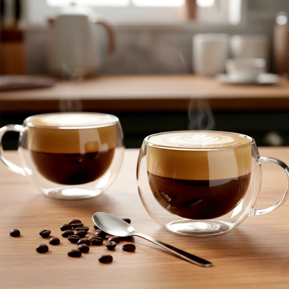 Double Walled Glasses for Coffee and Tea, 280 ml, Set of 2