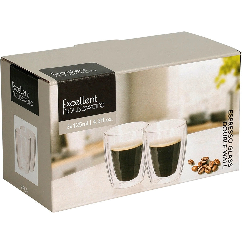 Double-Walled Thermal Espresso Glasses, 120 ml, Set of 2