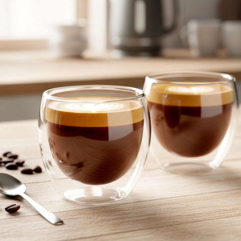 Double Walled Thermal Glasses, 250 ml, Set of 2
