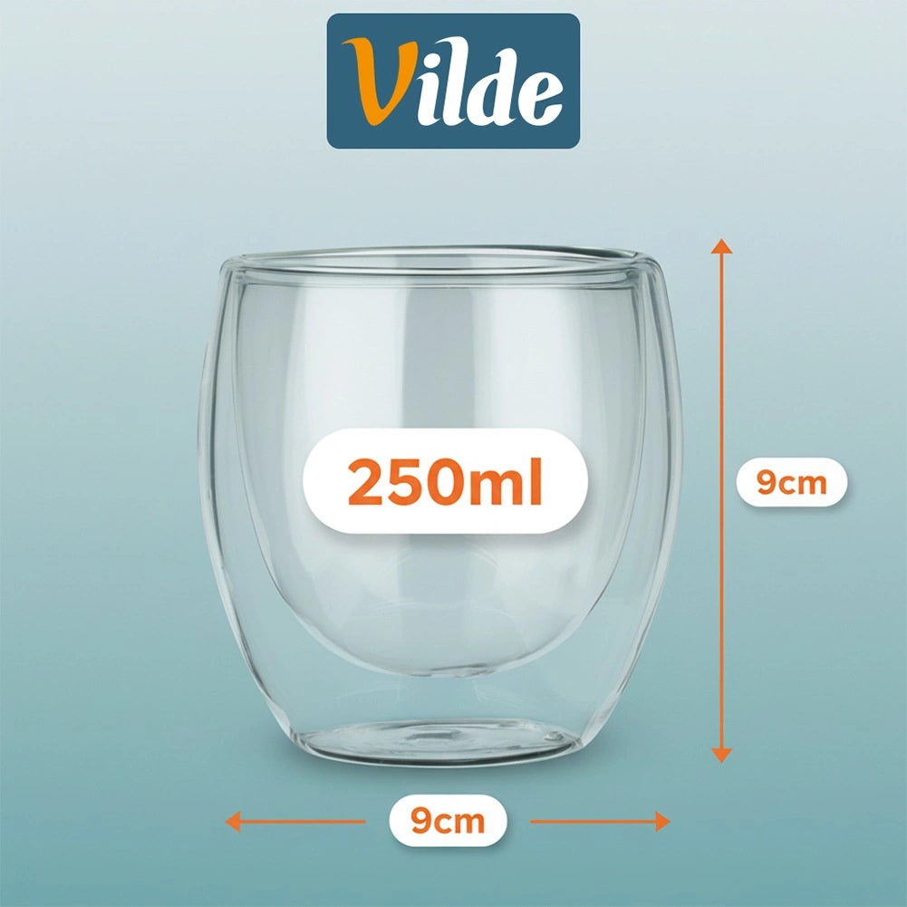 Double Walled Thermal Glasses, 250 ml, Set of 2