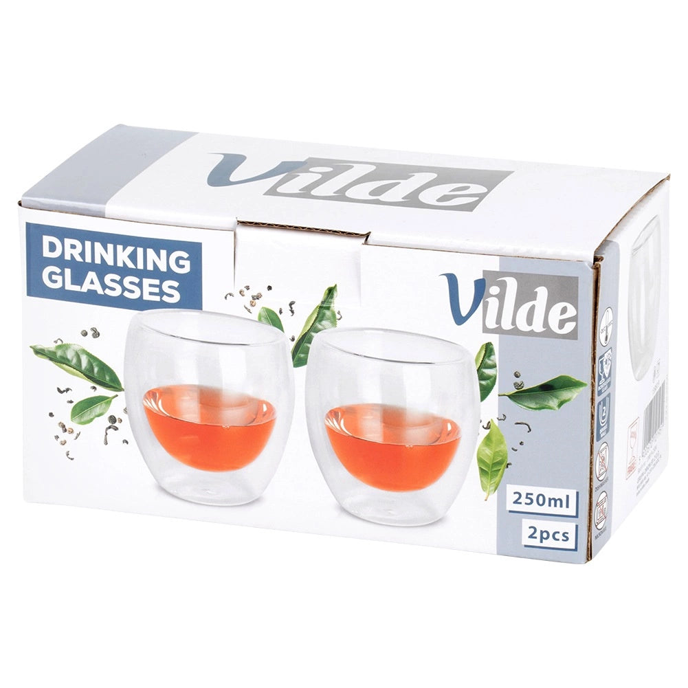 Double Walled Thermal Glasses, 250 ml, Set of 2