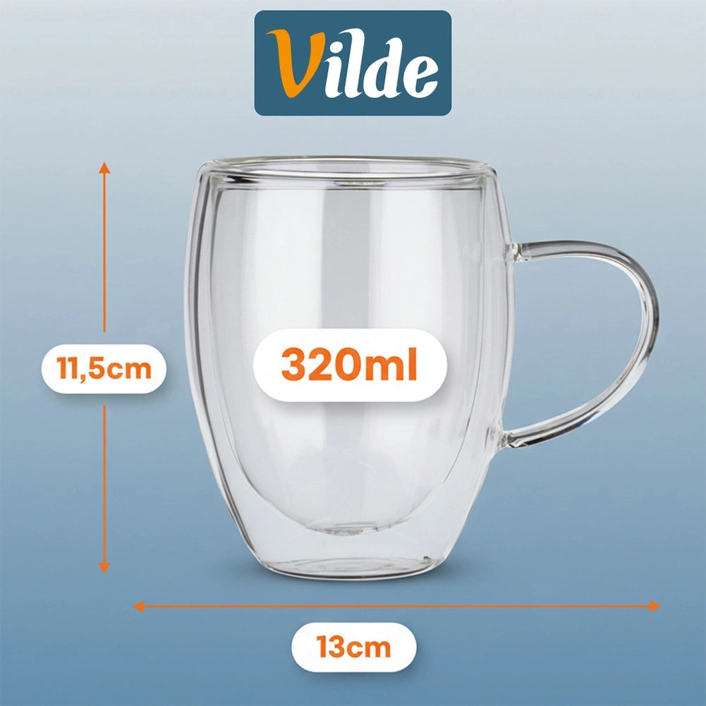 Double-Walled Thermal Glasses, 320 ml, Set of 2