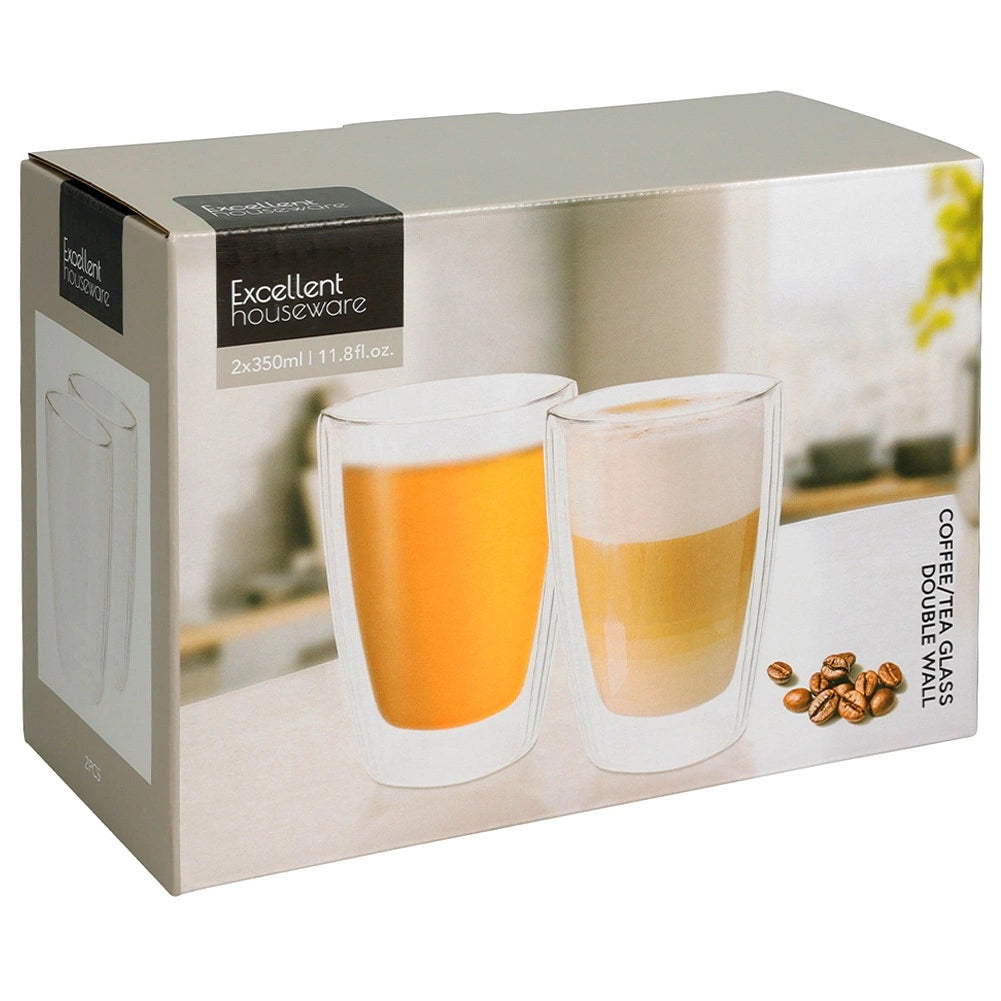 Double-Walled Thermal Glasses, 350 ml, Set of 2
