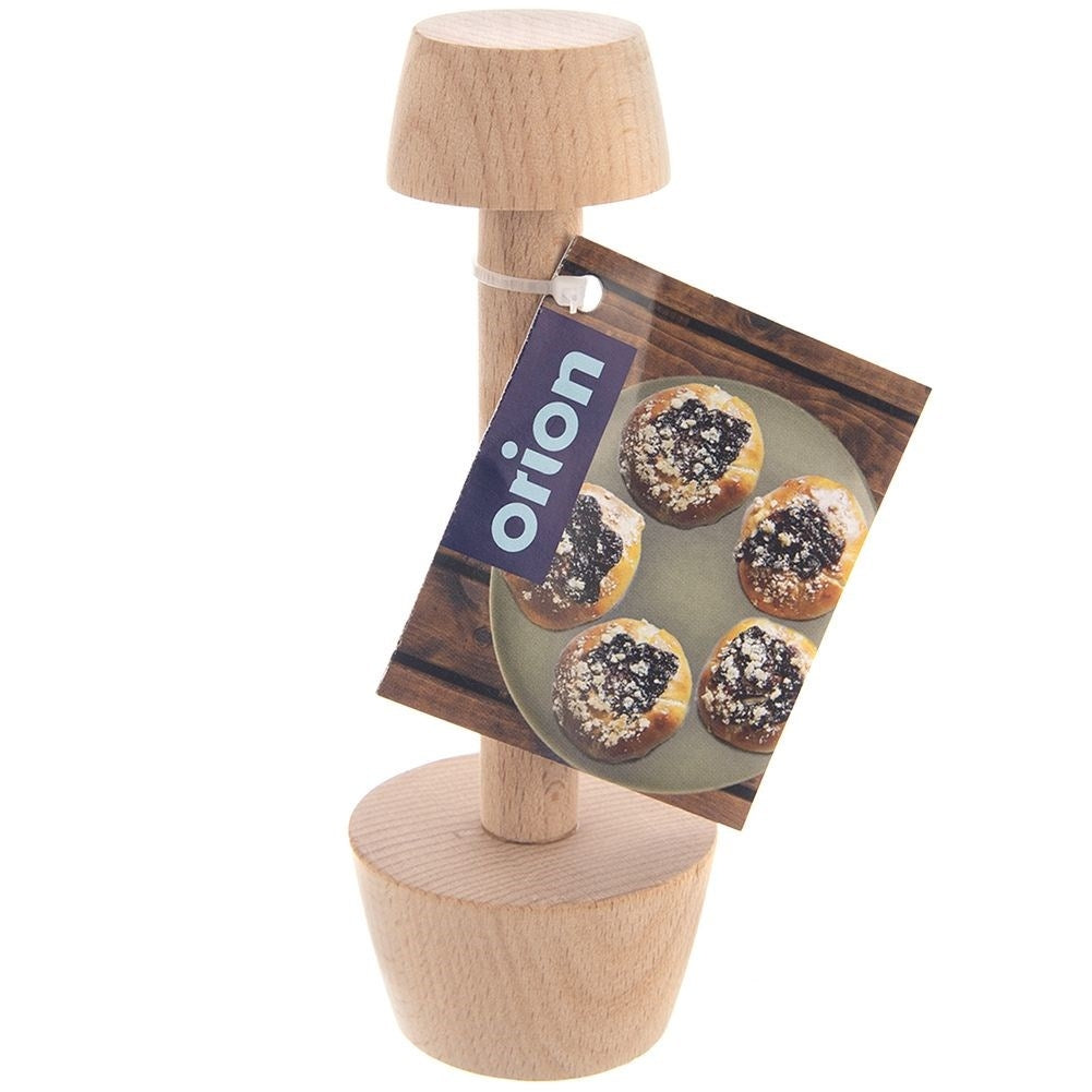 Double-ended tart shaper in beech wood for different baking forms