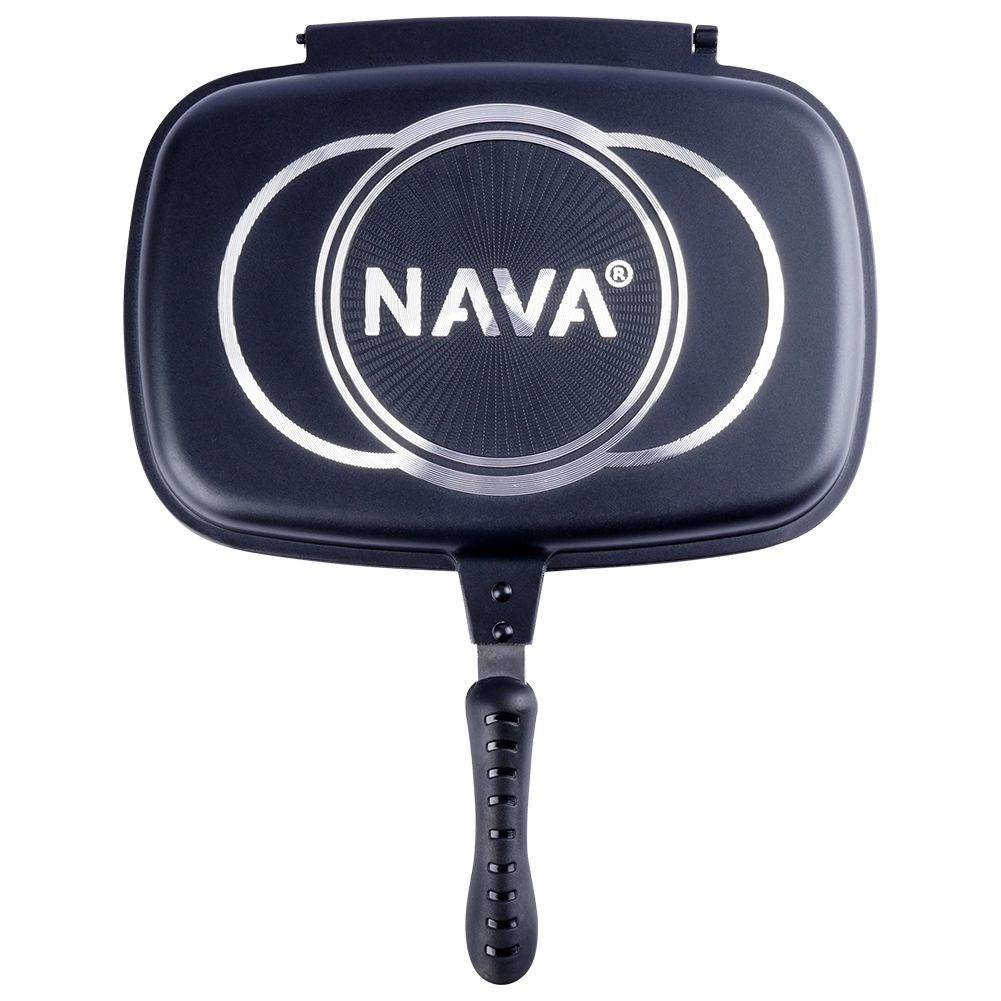 Double grill pan with five-layer non-stick granite coating