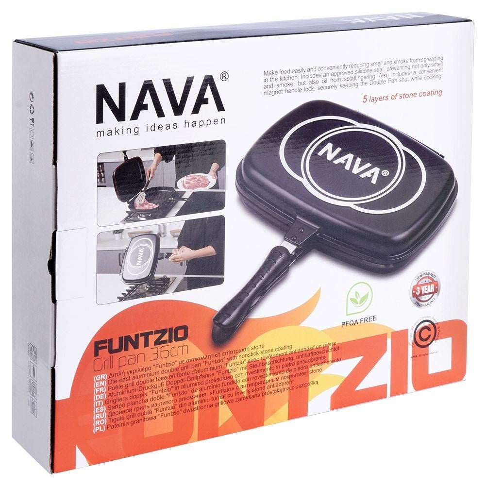 Double grill pan with five-layer non-stick granite coating
