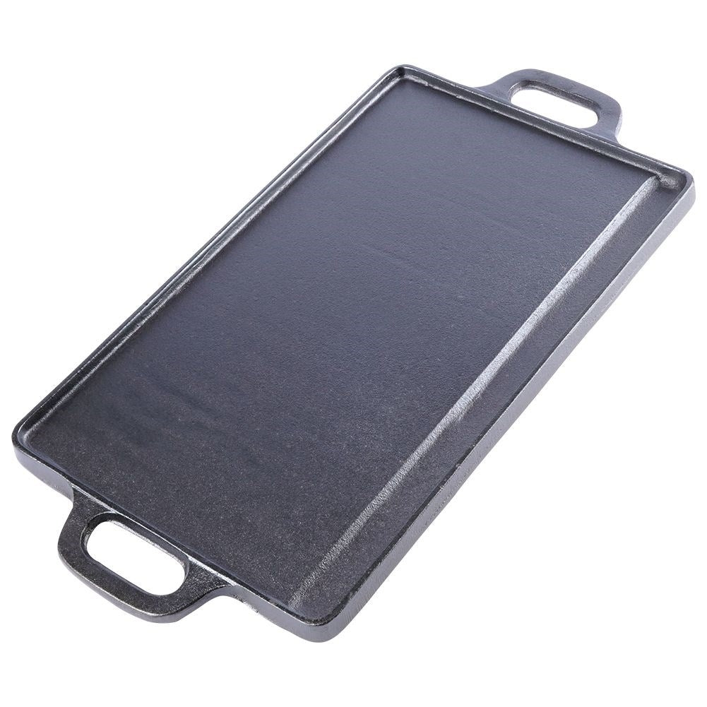 Double grill plate in cast iron for meat, fish and vegetables