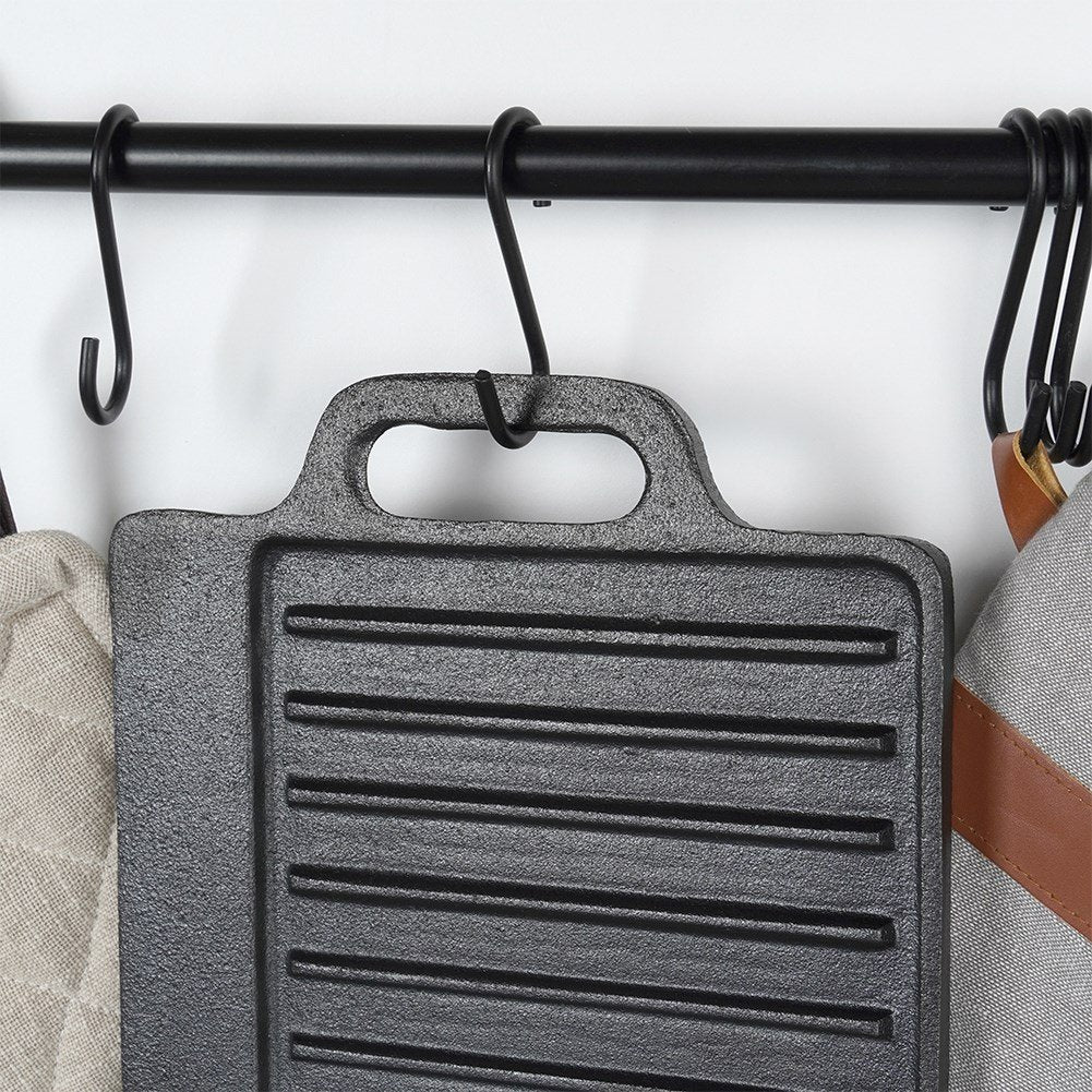 Double grill plate in cast iron for meat, fish and vegetables