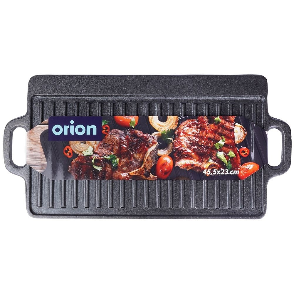 Double grill plate in cast iron for meat, fish and vegetables