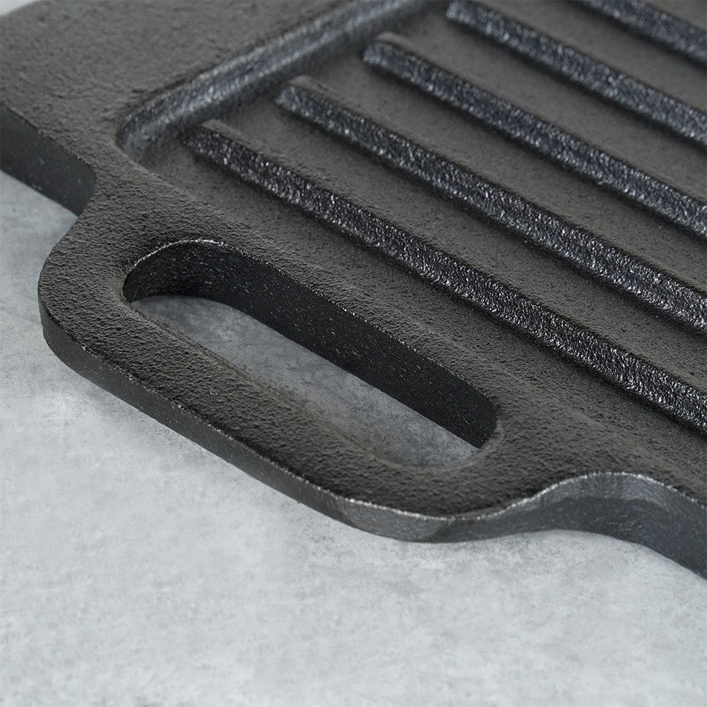 Double grill plate in cast iron for meat, fish and vegetables