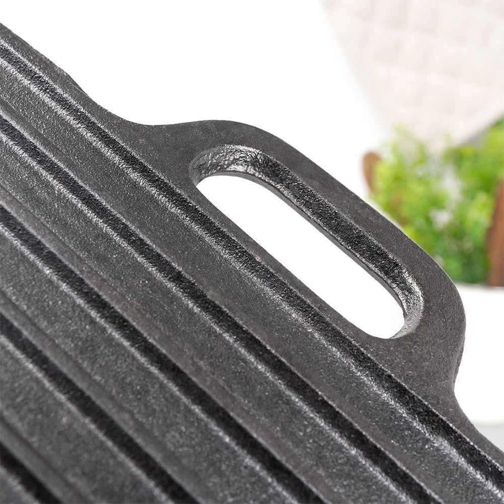 Double grill plate in cast iron for meat, fish and vegetables