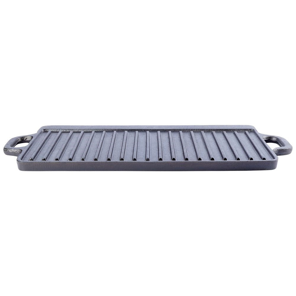 Double grill plate in cast iron for meat, fish and vegetables