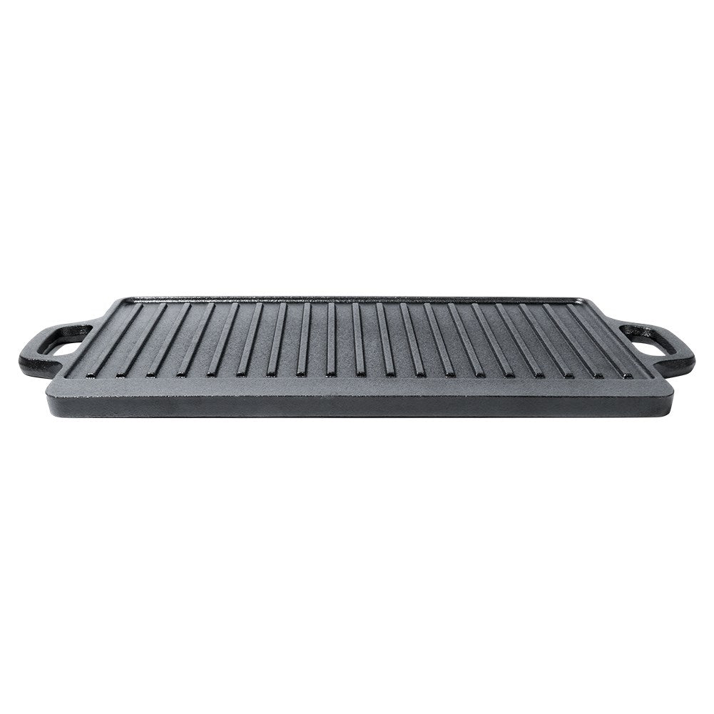 Double grill plate in cast iron for meat, fish and vegetables
