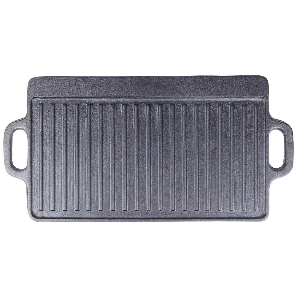 Double grill plate in cast iron for meat, fish and vegetables