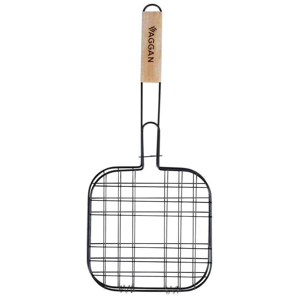 Double grill with lock and comfortable handle for easy cooking