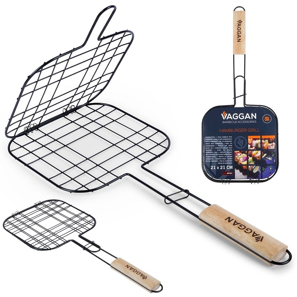 Double grill with lock and comfortable handle for easy cooking