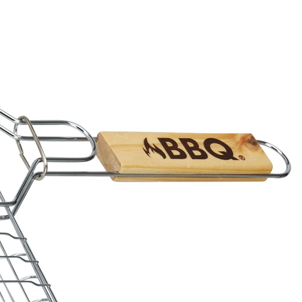 Double grill with lock and wooden handle for easy cooking