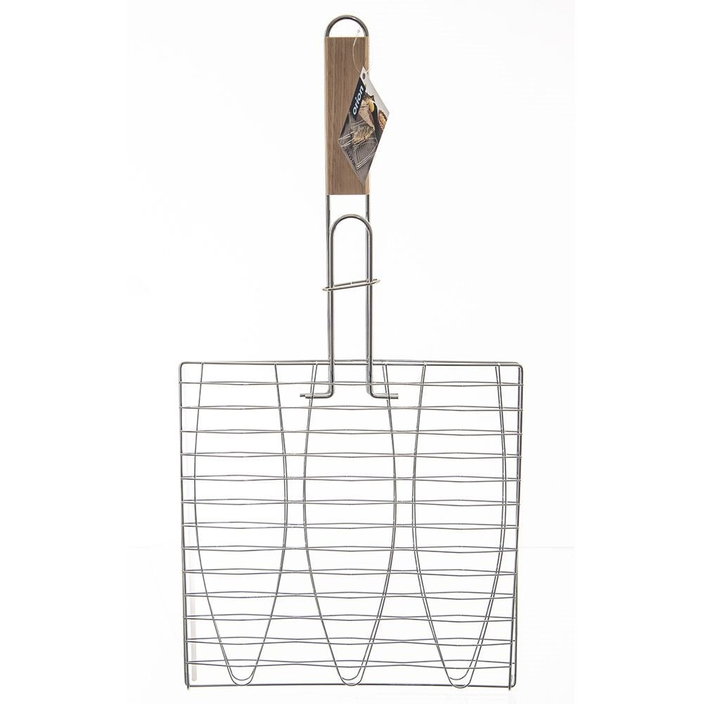 Double grill with rubber handle for perfect fish grilling
