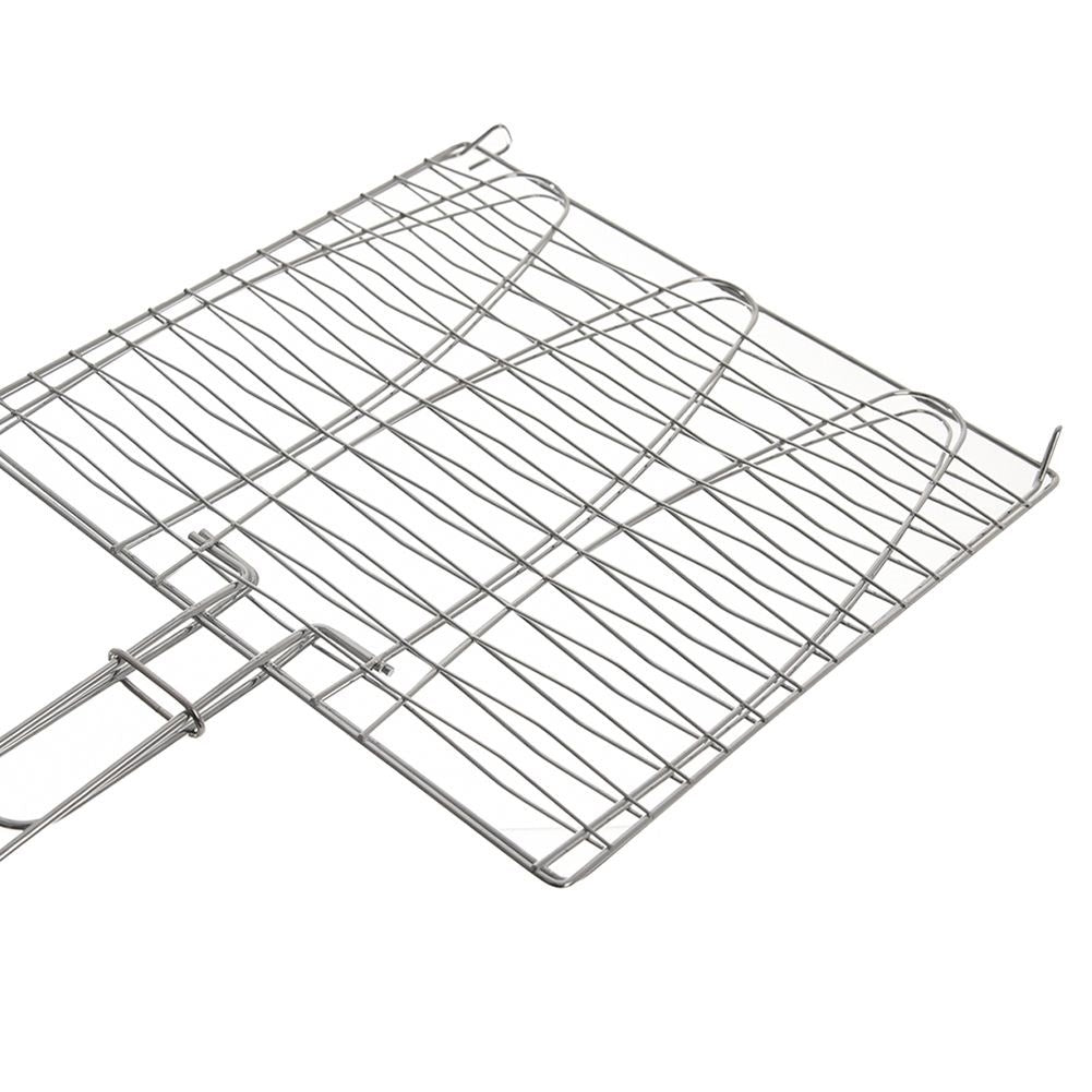 Double grill with rubber handle for perfect fish grilling