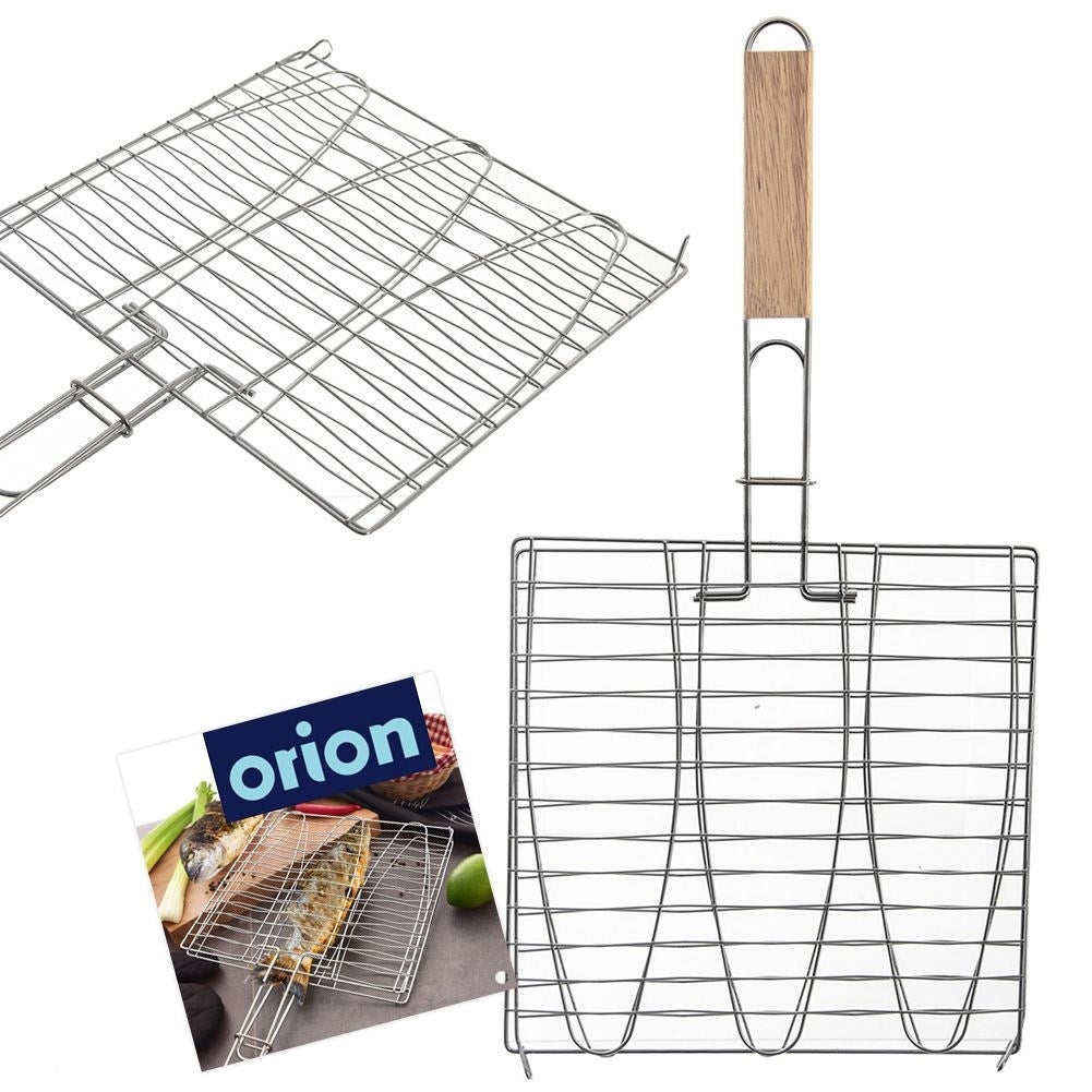 Double grill with rubber handle for perfect fish grilling