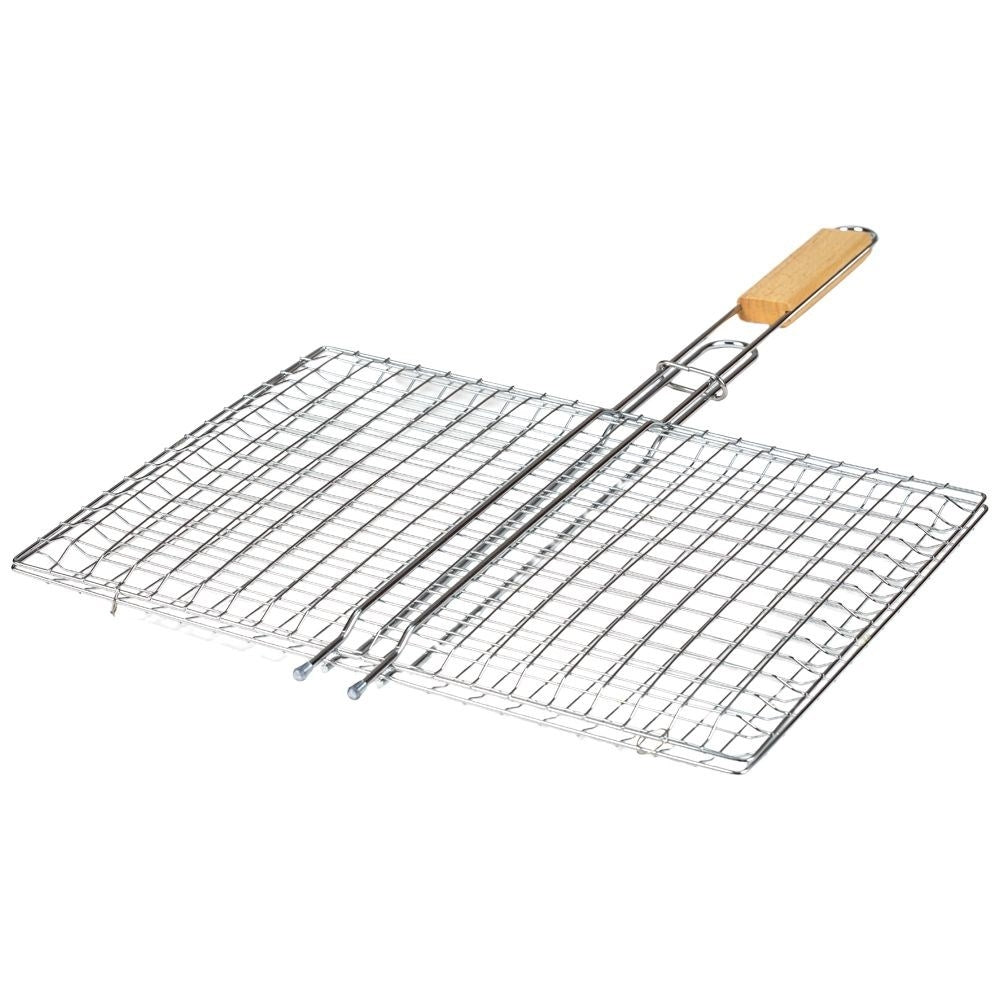 Double grill with wooden handle and large grill surfaceDouble grill with wooden handle and large grill surfaceOur double grill with lockable function makes cooking on the grill easy and smooth. Thanks to this grill, it becomes easy to turn the foo