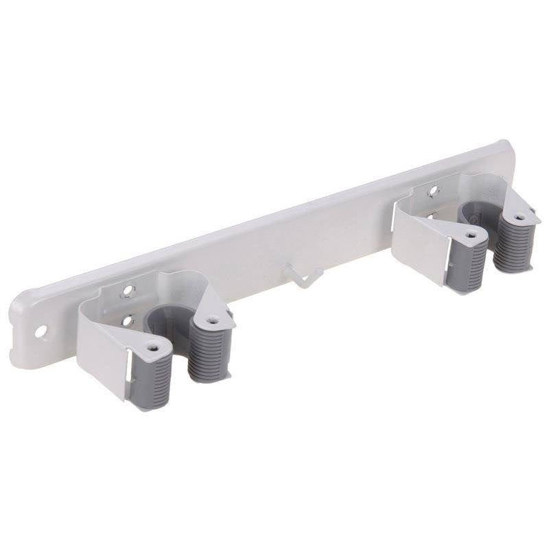 Double hanger for mops, brooms and garden tools