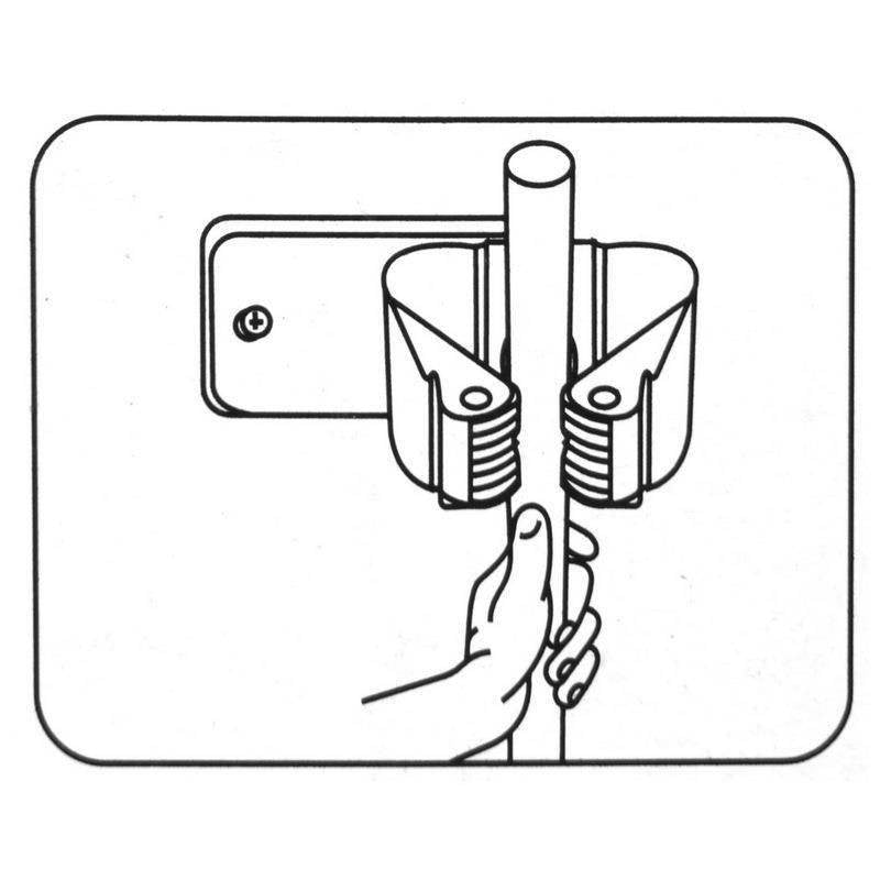 Double hanger for mops, brooms and garden tools