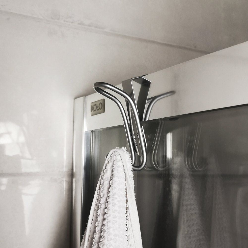 Double hooks in stainless steel for doors and cabinets