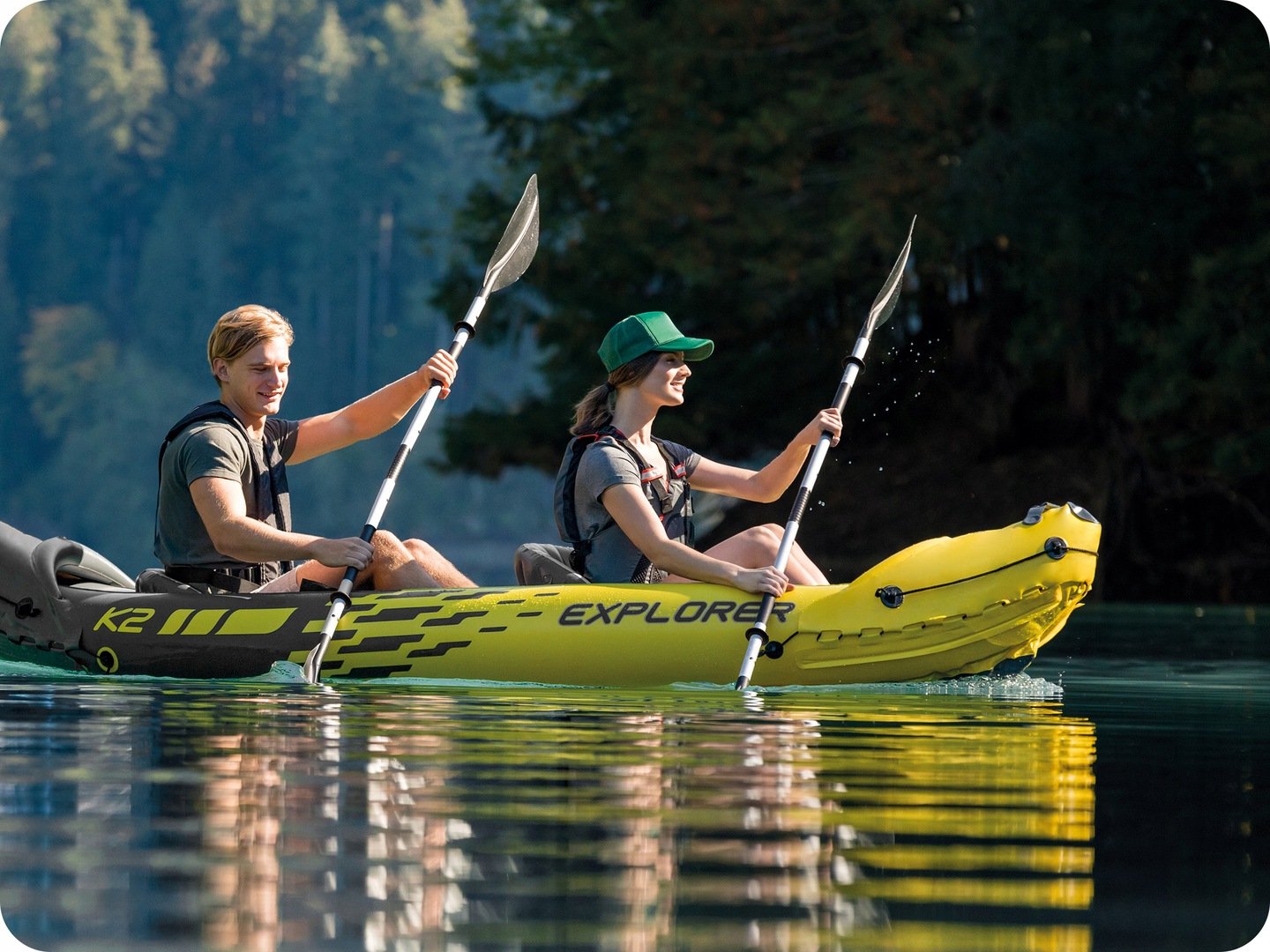 Double-leaf kayak paddle aluminum 218 cm INTEX