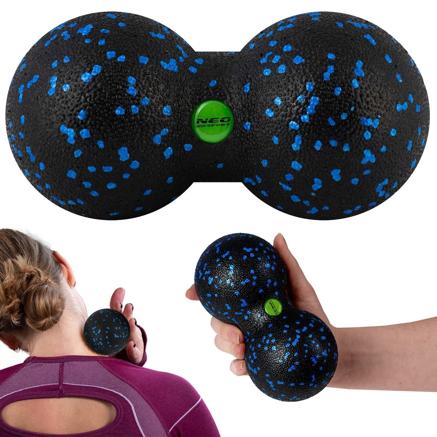 Double massage and fitness ball NS-966 black/blue