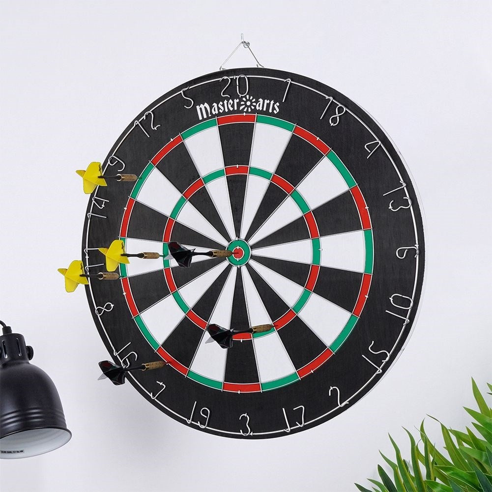 Double-sided Dartboard, 45 cm, Wood, Incl. Arrows in Colors