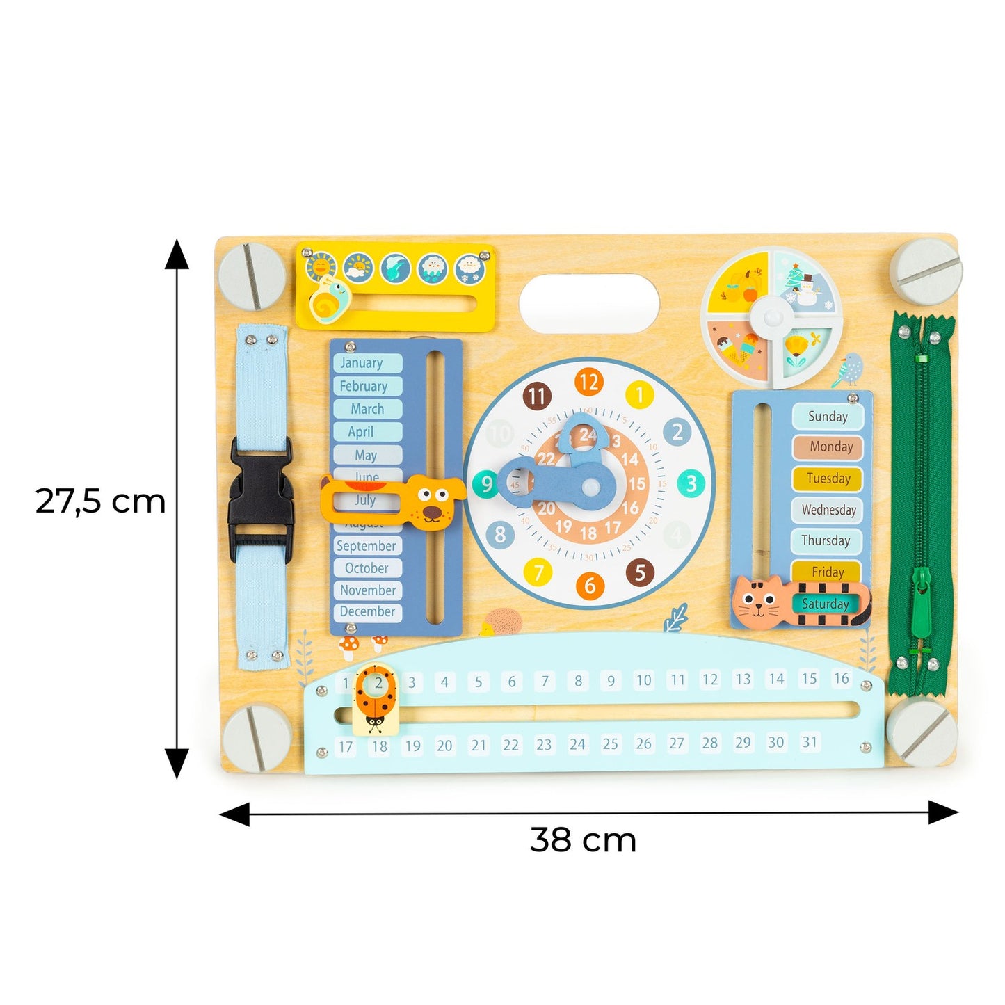 Double-sided wooden sensory manipulation board for children