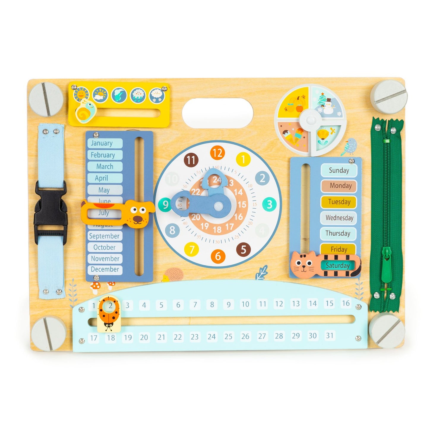 Double-sided wooden sensory manipulation board for children