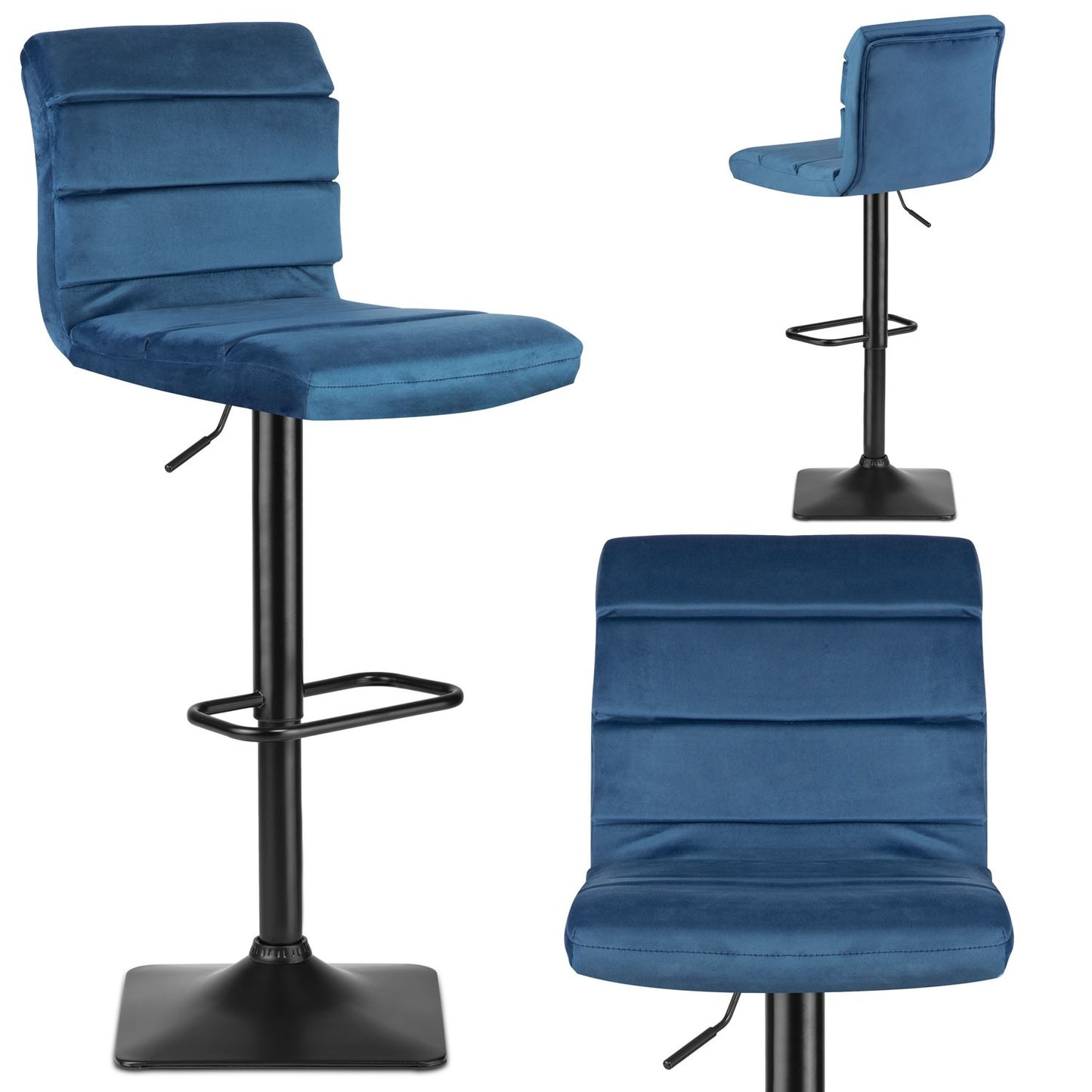 Drava blue bar stool with backrest