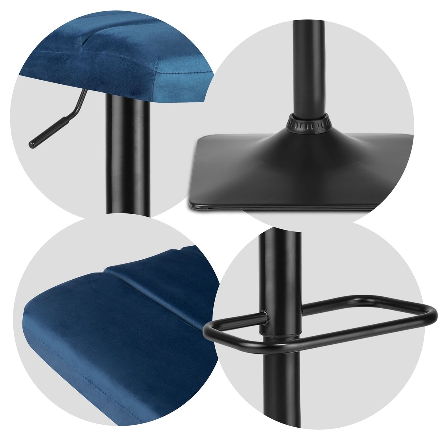 Drava blue bar stool with backrest