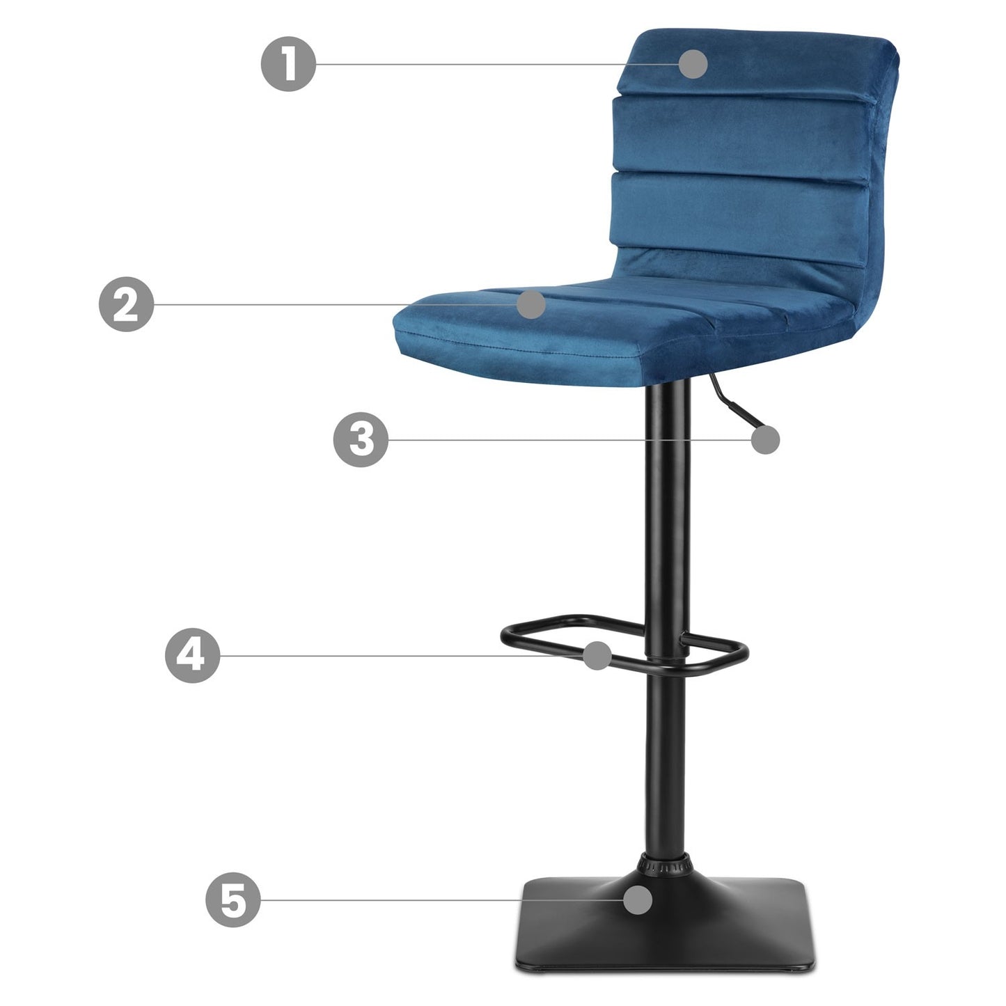 Drava blue bar stool with backrest