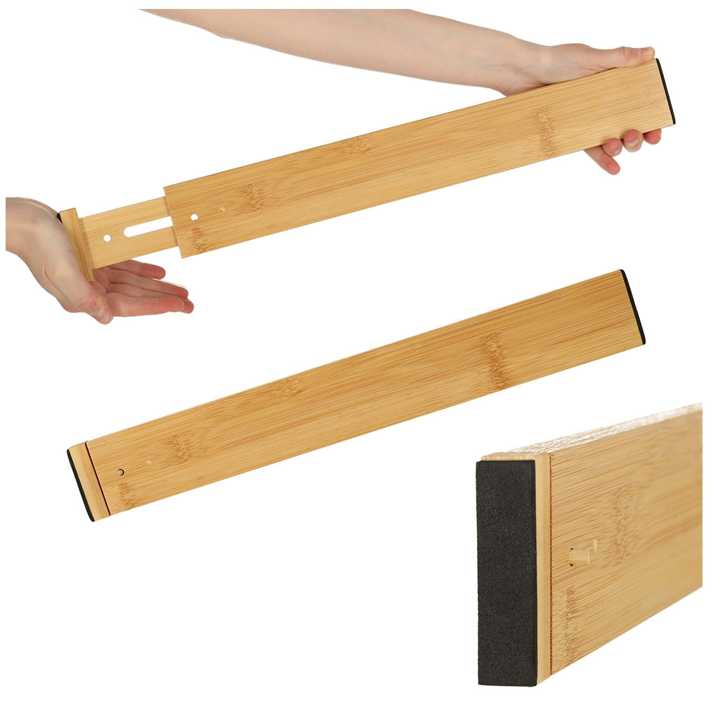 Drawer organiser adjustable bamboo separator 56x6x1.5cm 1 piece