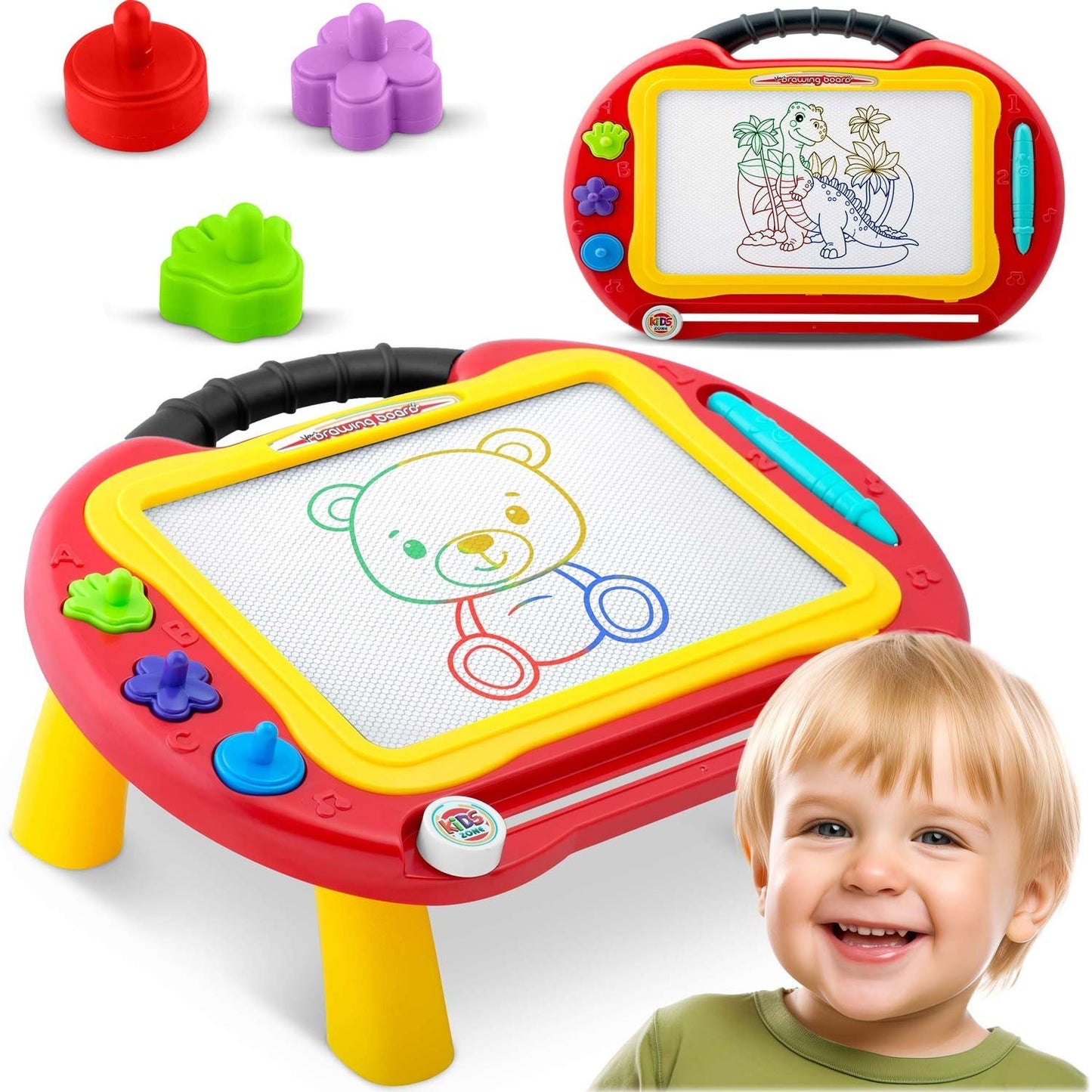 Drawing table with blackboard for children - Ricokids (red)