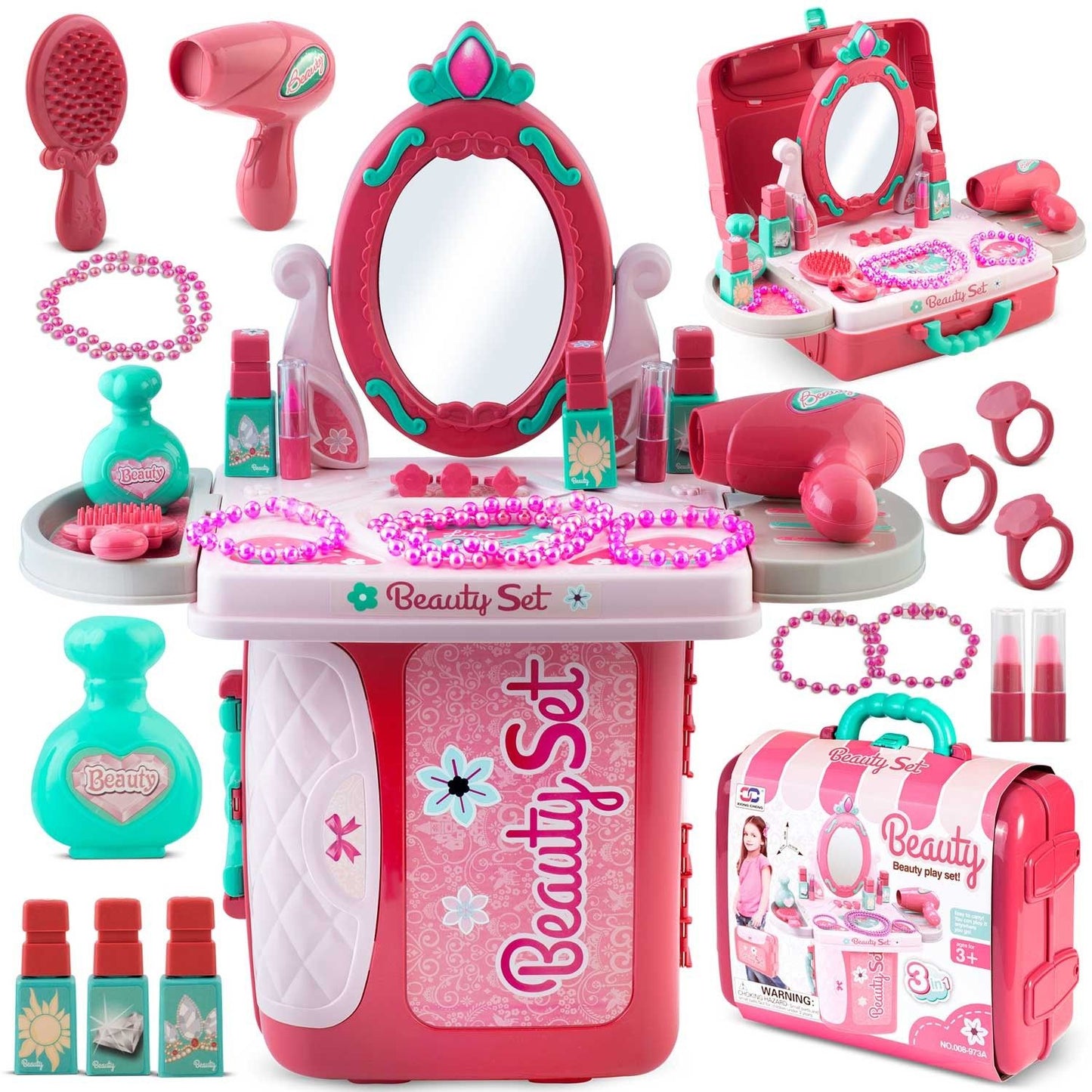 Dressing table and make-up bag for girls with mirror, Ricokids 773300