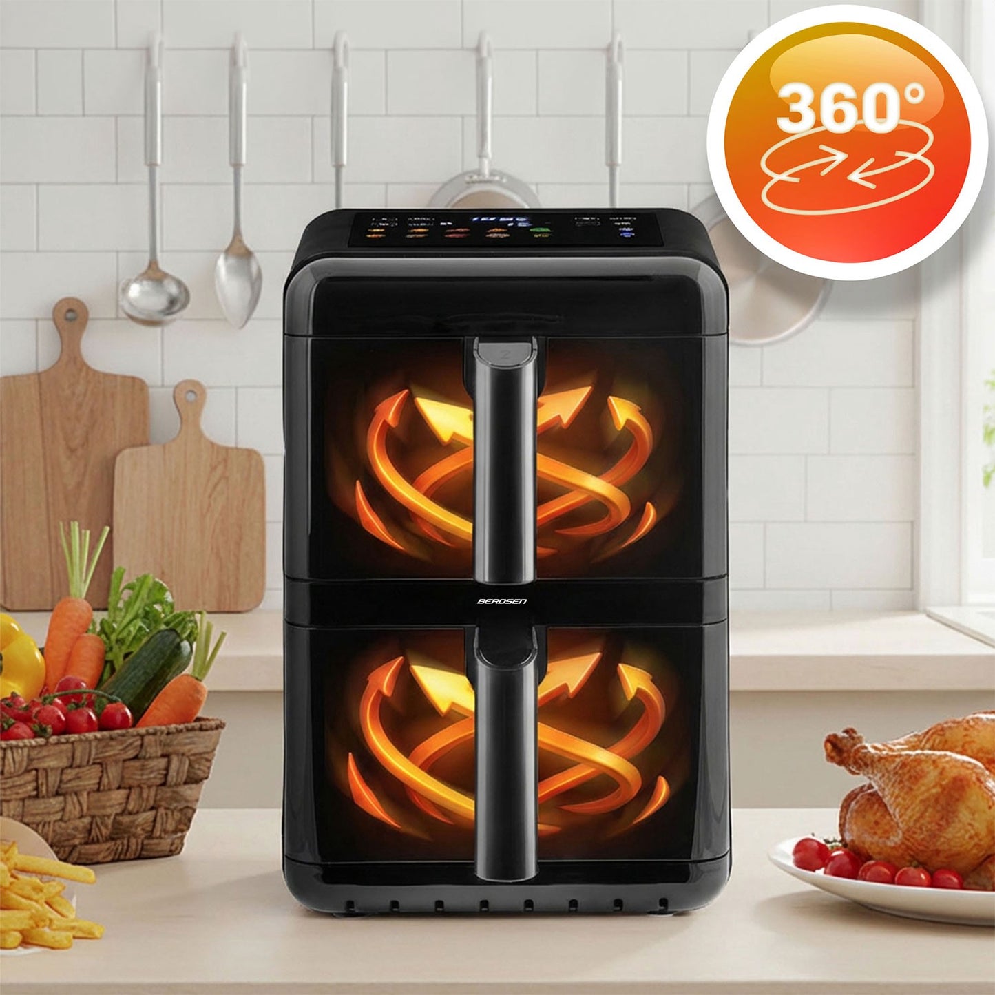 Dual Chamber Air Fryer, 11.6L, 3000W, Touchscreen