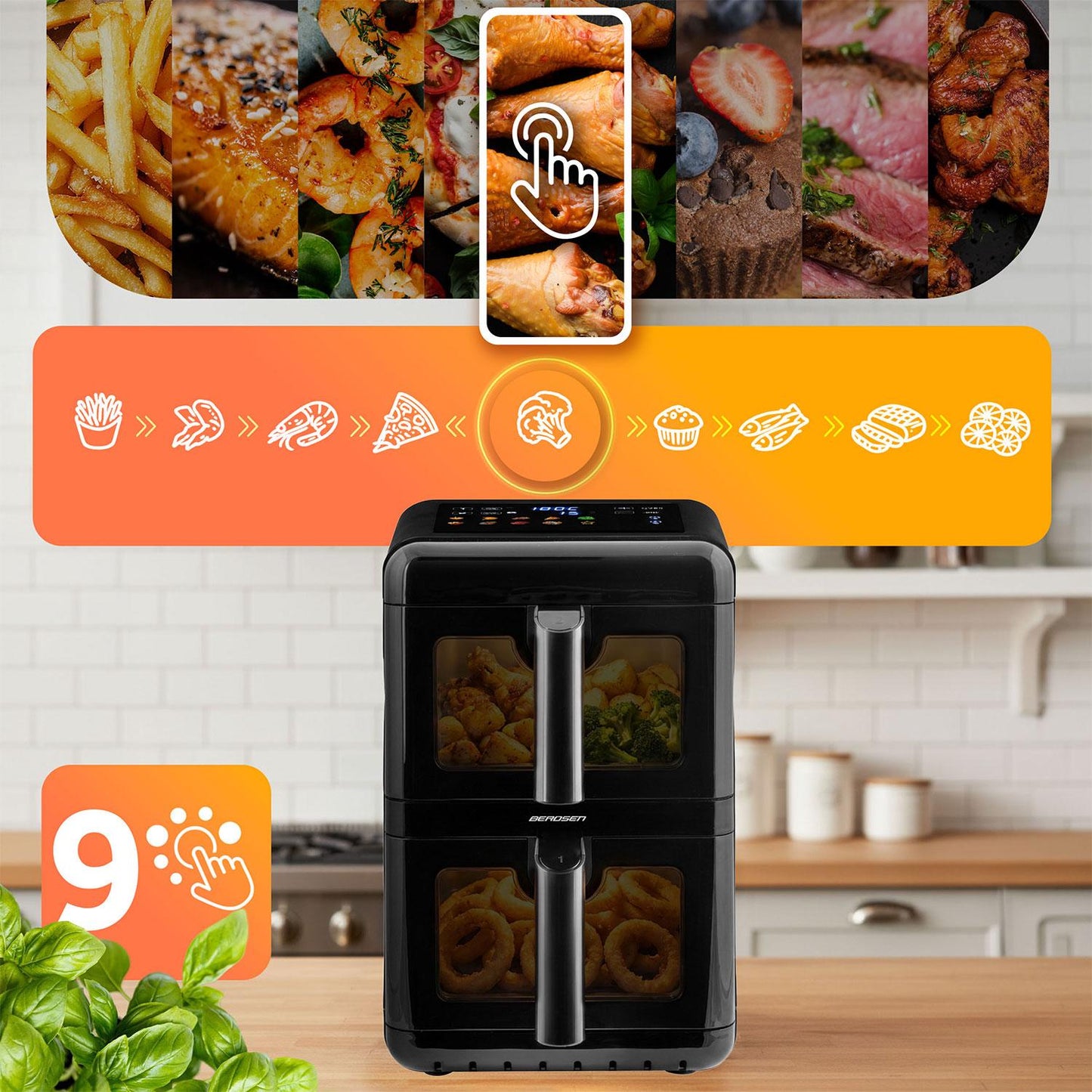 Dual Chamber Air Fryer, 11.6L, 3000W, Touchscreen
