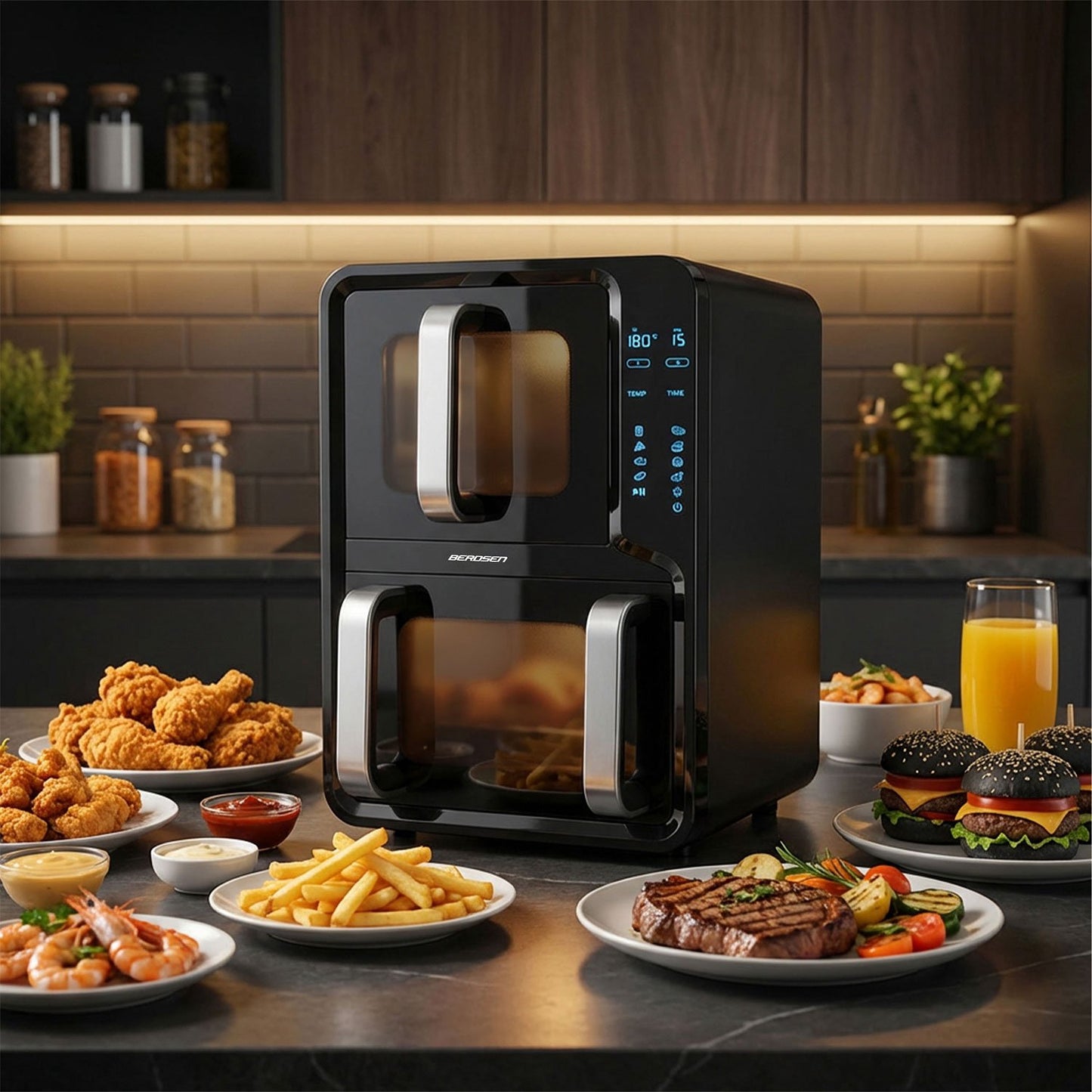 Dual-Chamber Air Fryer, 12L Capacity, 2800W Power