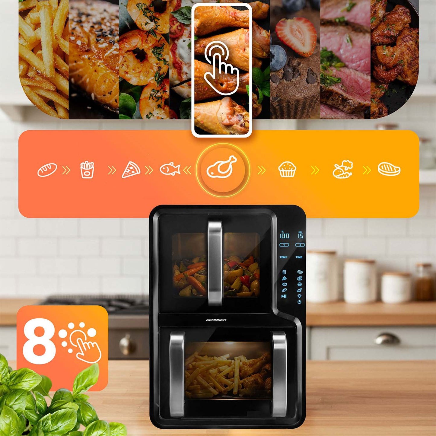 Dual-Chamber Air Fryer, 12L Capacity, 2800W Power