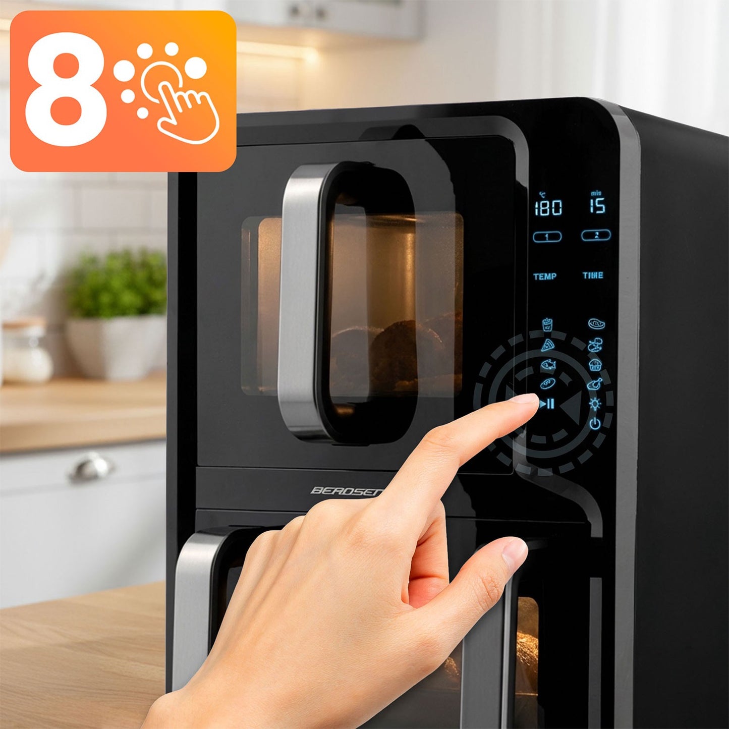 Dual-Chamber Air Fryer, 12L Capacity, 2800W Power