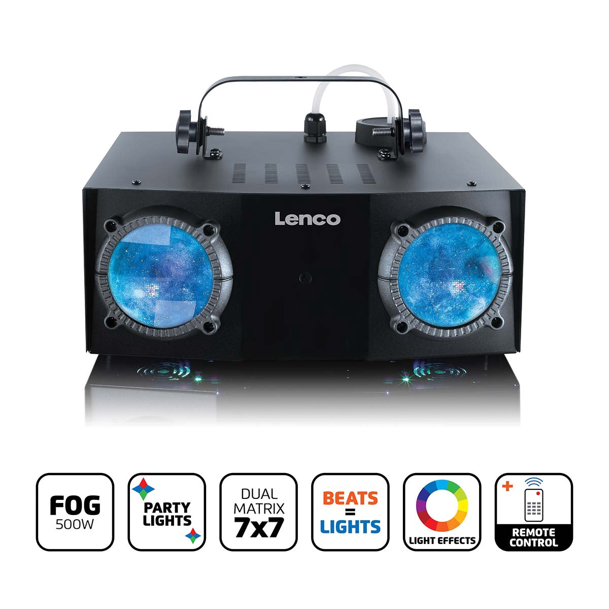 Dual Matrix RGB LED Light & Fog Machine, 1L Tank, Remote