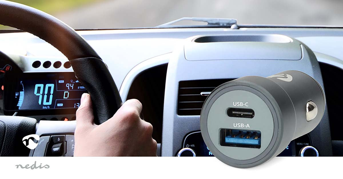 Dual-Port Car Charger 48W USB-C/USB-A Fast Charging